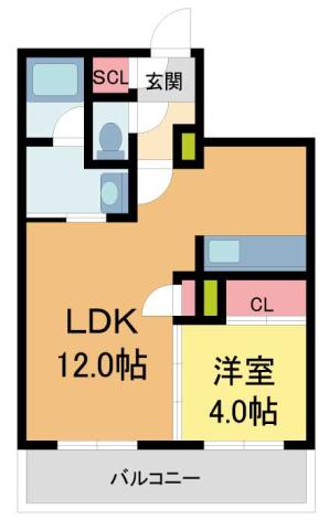 ALIBIO西宮北口(1LDK/2階)の間取り写真