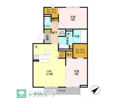 フルールポワール(2LDK/1階)の間取り写真