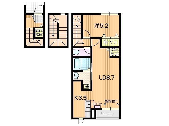SKY VILLAGE盛南II(1LDK/3階)の間取り写真