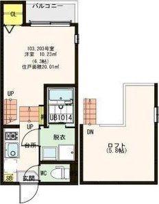 ハーモニーテラス福住町II(1K/2階)の間取り写真
