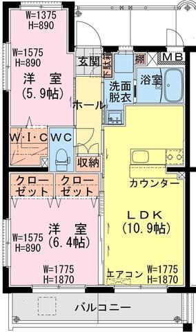 トレジャー ビルド(2LDK/3階)の間取り写真
