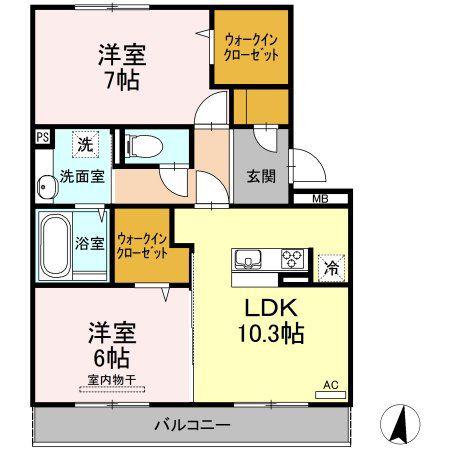 ソラーナ(2LDK/3階)の間取り写真
