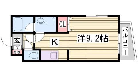 ハイトピア神戸北I(1K/3階)の間取り写真