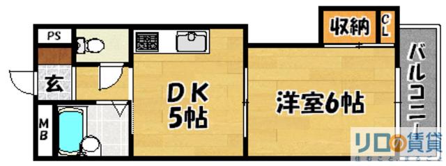 上新庄グランドハイツ北(1DK/1階)の間取り写真