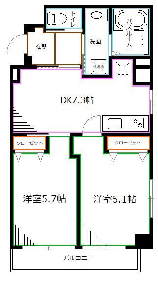 グレース桃井(2DK/4階)の間取り写真