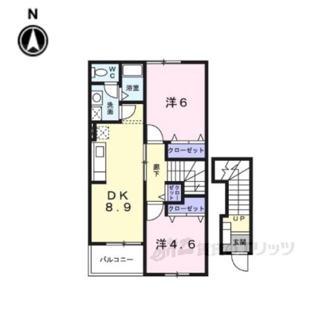 フレーズB(2DK/2階)の間取り写真