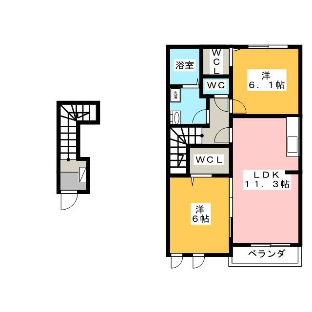 メリオル(2LDK/2階)の間取り写真