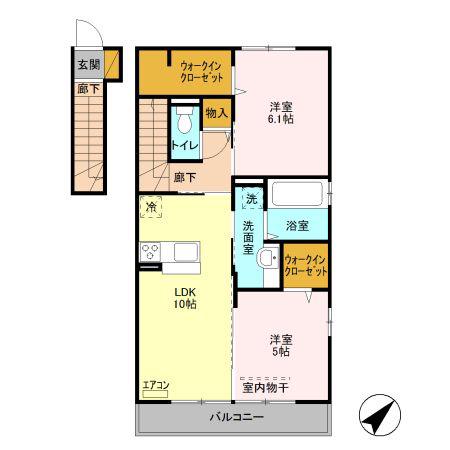 ERBENHEIMVI(2LDK/2階)の間取り写真