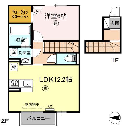 ソラティオ(1LDK/2階)の間取り写真