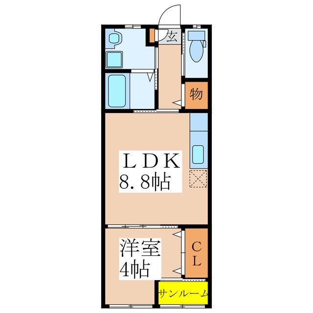 シエルA棟(1LDK/1階)の間取り写真