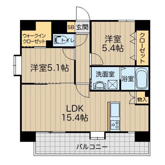 八王寺ツインタワーウエスト(2LDK/11階)の間取り写真