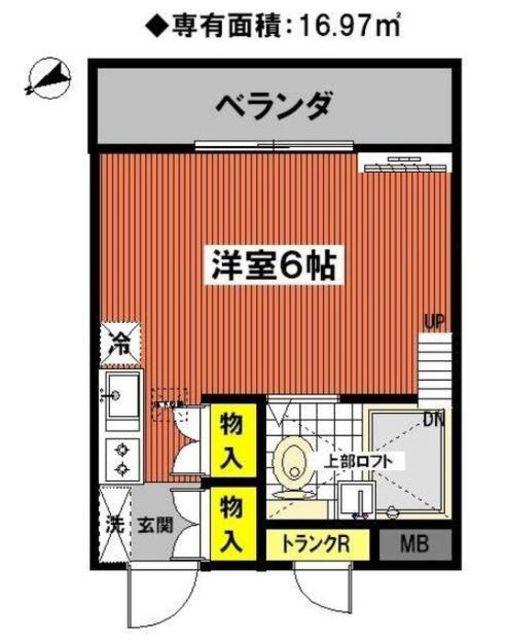 コオポスアペア(ワンルーム/1階)の間取り写真