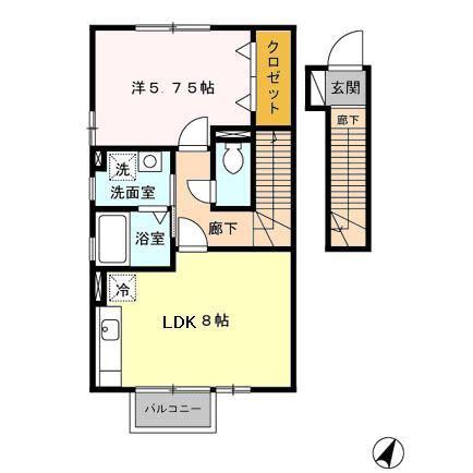 アクア B(1LDK/2階)の間取り写真