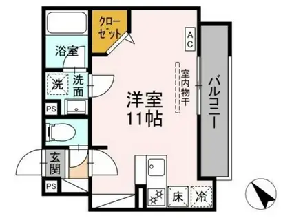 D′BLESS鶴見市場(ワンルーム/1階)の間取り写真
