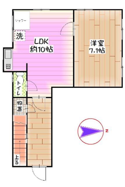 フラワーハイム(1LDK/1階)の間取り写真