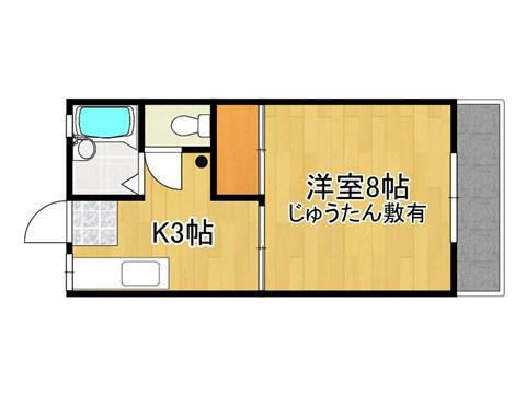 レジデンス甲斐(1K/2階)の間取り写真