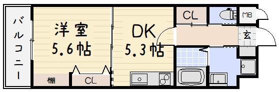 S-FORT小倉(1DK/9階)の間取り写真