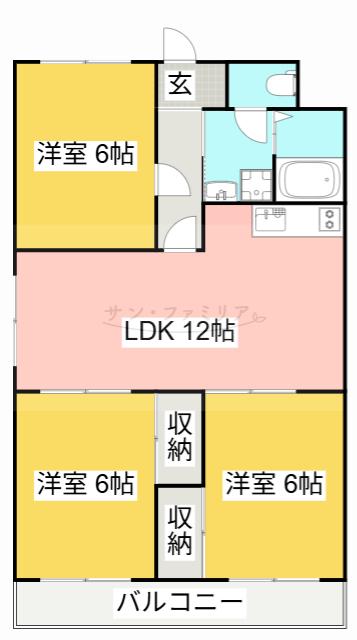 ロイヤル駒田(3LDK/2階)の間取り写真
