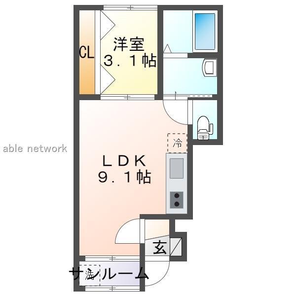 ピノ・ノワール(1LDK/1階)の間取り写真