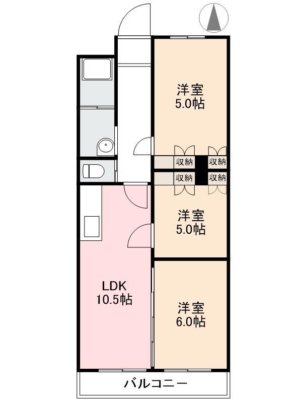 コーポ八坂(3LDK/6階)の間取り写真