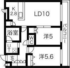 S-RESIDENCE桑園(2LDK/2階)の間取り写真