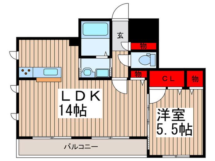 ラディーチェC(1LDK/1階)の間取り写真