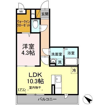 シティレグルス(1LDK/3階)の間取り写真