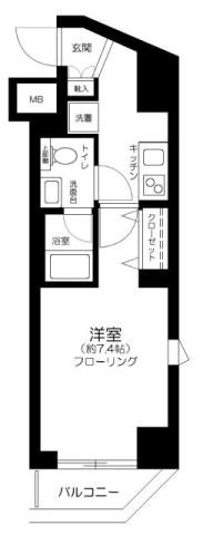 PREMIUM CUBE 大岡山(1K/3階)の間取り写真