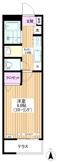東京メトロ有楽町線 地下鉄赤塚駅 徒歩3分 3階建 築24年(1K/1階)の間取り写真