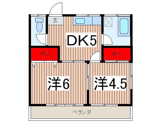 アズマハイツ(2DK/2階)の間取り写真