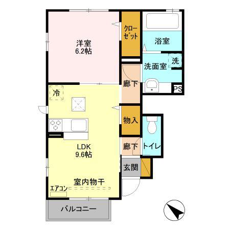 スプルース(1LDK/1階)の間取り写真