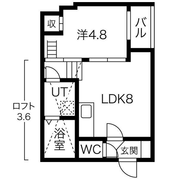 LE CIEL 大秋町(1LDK/2階)の間取り写真