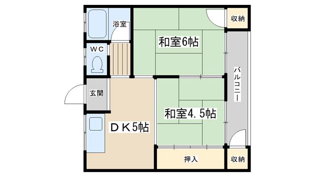 ハイツ百々(2DK/2階)の間取り写真