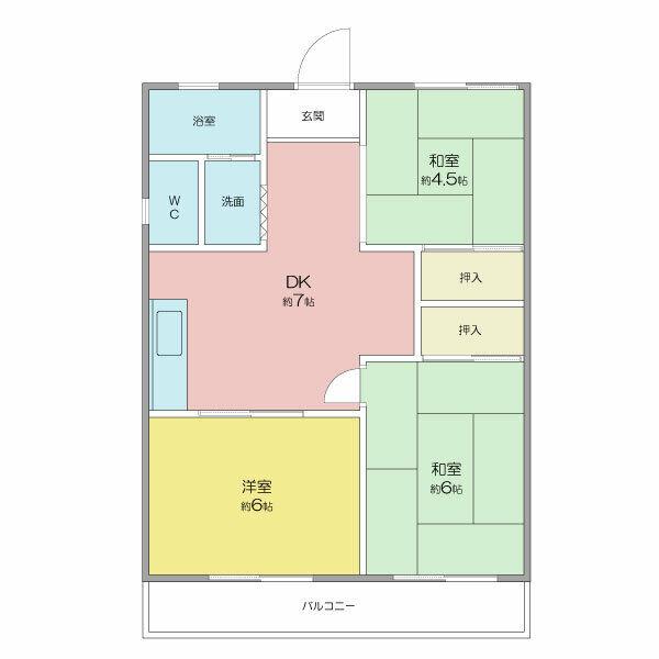 サンハイツ花堂(3DK/2階)の間取り写真