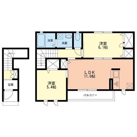 アサント湘南(2LDK/2階)の間取り写真