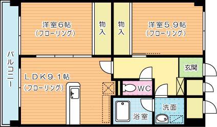 フィオレンティーナ(2LDK/10階)の間取り写真