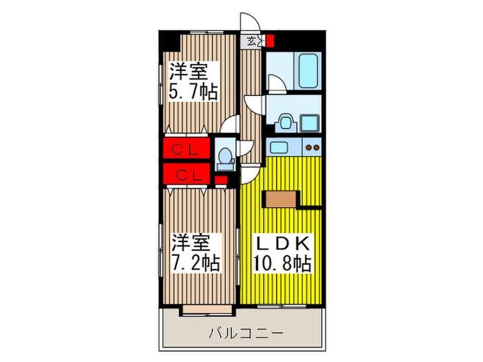 バーディーテラス仲町(2LDK/4階)の間取り写真
