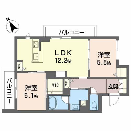 シャーメゾン リッシュ高石(2LDK/2階)の間取り写真
