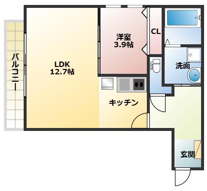 エトワール磐船(1LDK/4階)の間取り写真