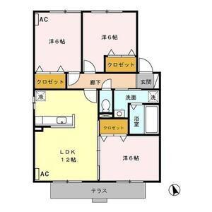 ベルドミール(3LDK/1階)の間取り写真
