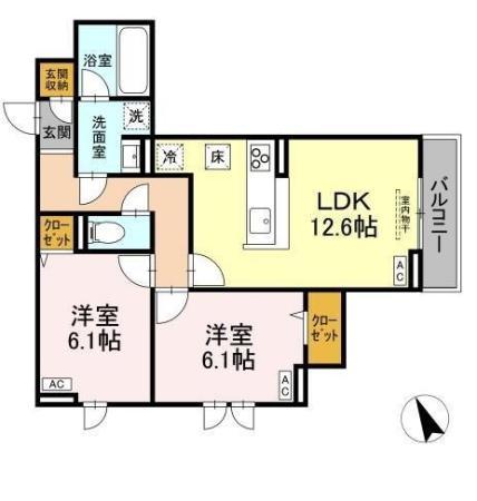 アスピシャス ハウス(2LDK/1階)の間取り写真