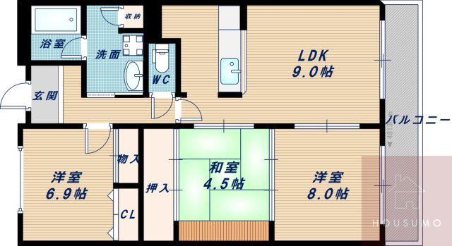 メゾンドール江坂(3LDK/4階)の間取り写真