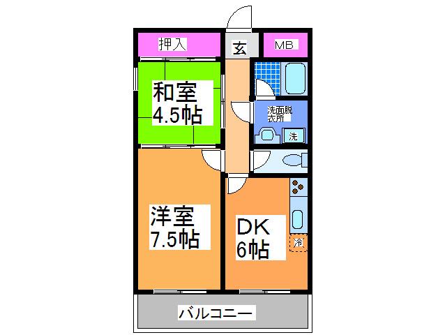 山田マンション(2DK/3階)の間取り写真
