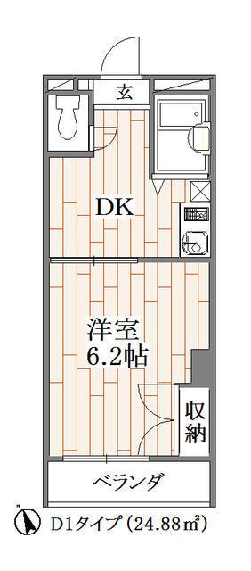 メイプルエイト(1DK/4階)の間取り写真