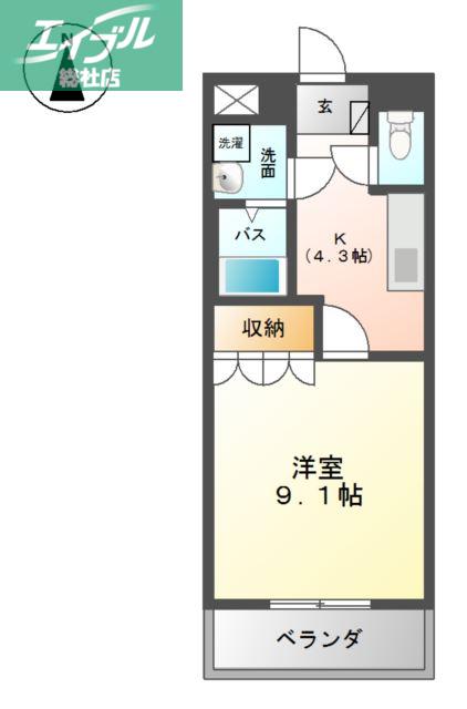 ピアッツア紗梨(1K/1階)の間取り写真