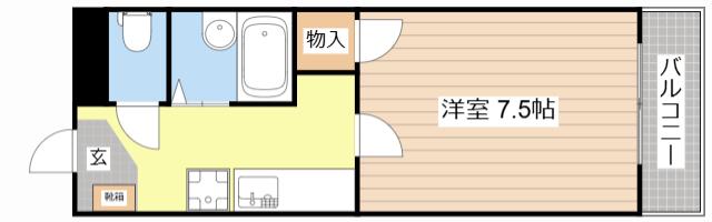 フーミン(1K/2階)の間取り写真