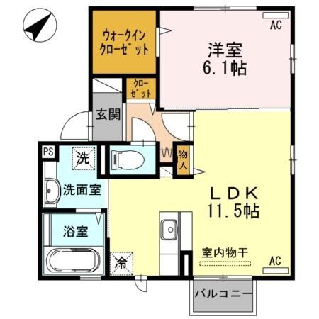 クレール高井(1LDK/2階)の間取り写真