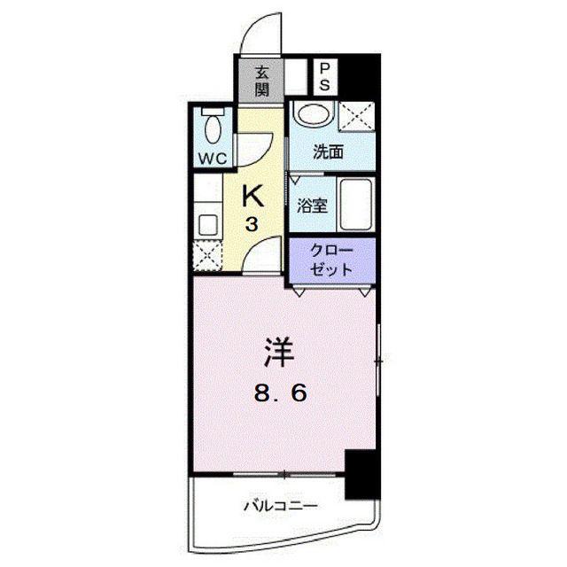 ブリアンオーブ(1K/4階)の間取り写真