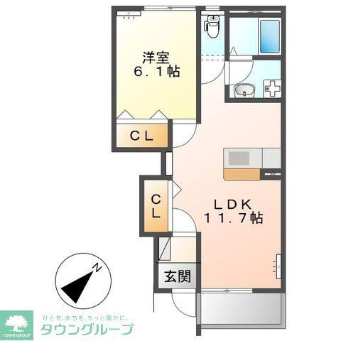 サンマルサンA(1LDK/1階)の間取り写真