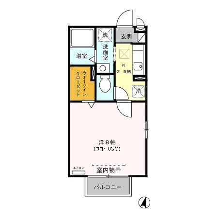 レジデンツ藤C(1K/1階)の間取り写真